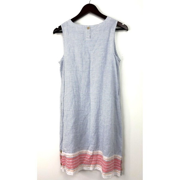 J Jill Love Linen Stripe Sleeveless Button Organic Tank Dress MP Petite 1102R4 - Picture 4 of 12